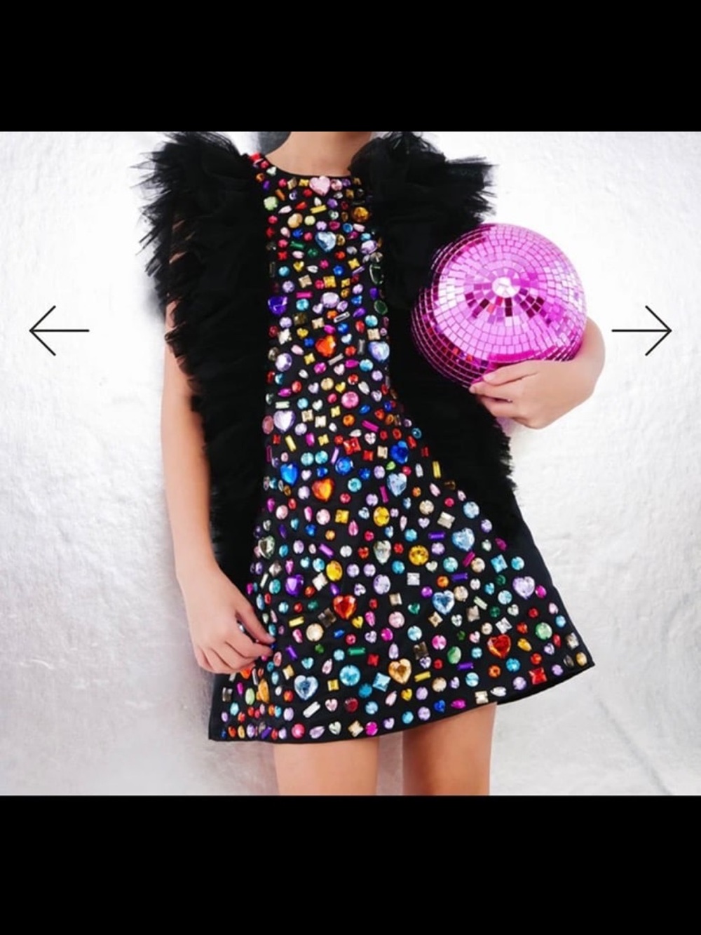 Lola + The Boys Black Jewel-Embellished Party Dress